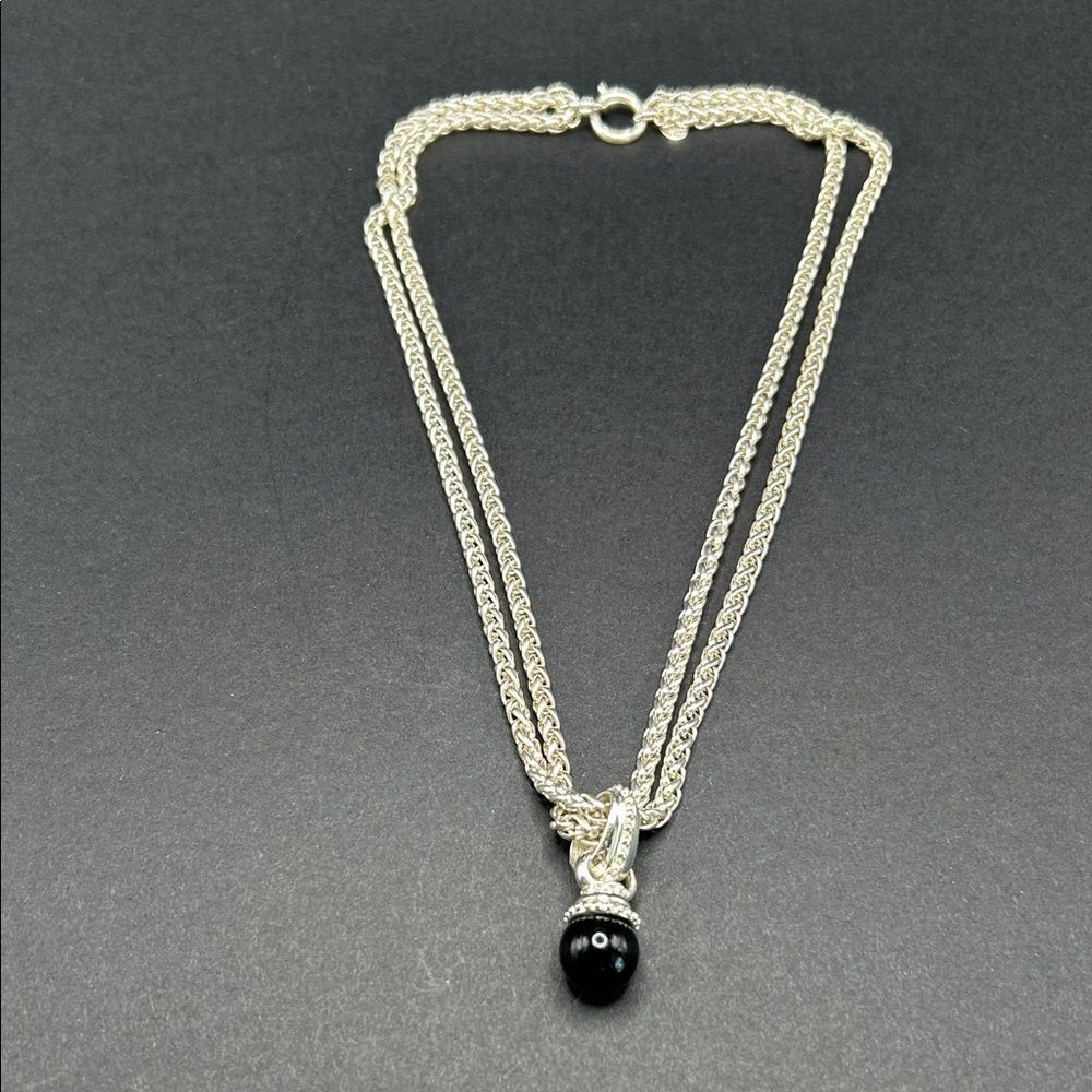 Sterling Silver Necklace with Black Onyx Pendant